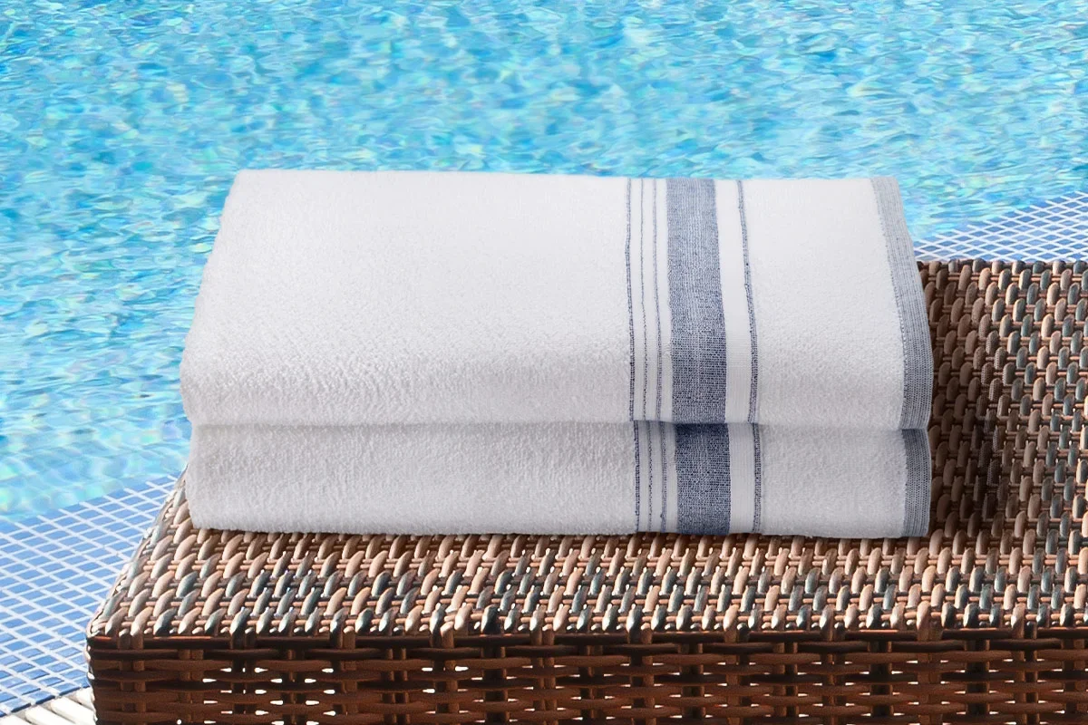 Blue Trim Pool Towel